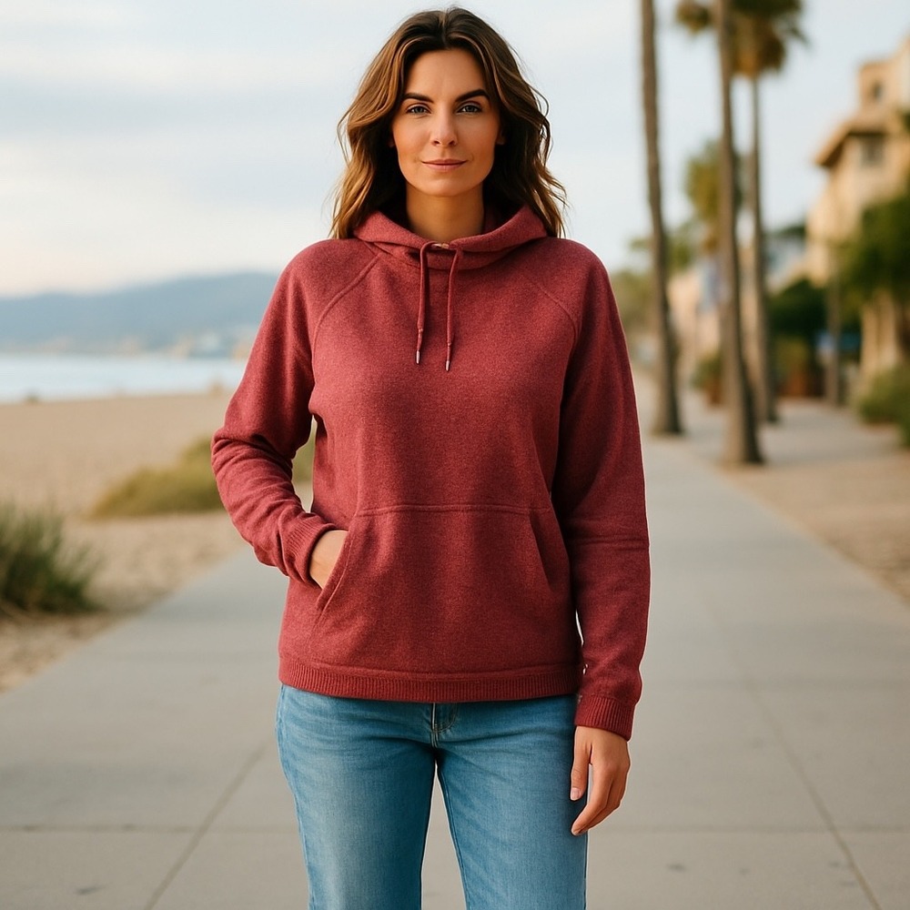 Nike Therma-FIT Pullover Hoodie‎ Women's Large Red Heathered Drawstring